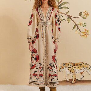 FARM Rio Cream Cashew Mandala Maxi Dress (XS)